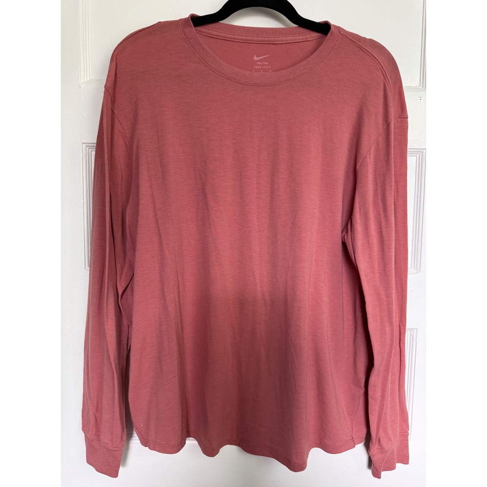 Nike One Dri-FIT Long Sleeve Shirt Womens Small Rose Pink FN2817-634 Activewear